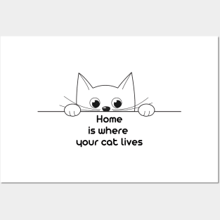 Home is where your cat lives Posters and Art